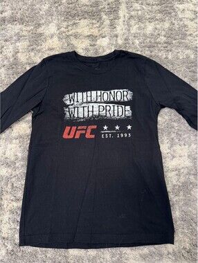 UFC Youth Boys Black Long Sleeve Graphic T-Shirt Size YM